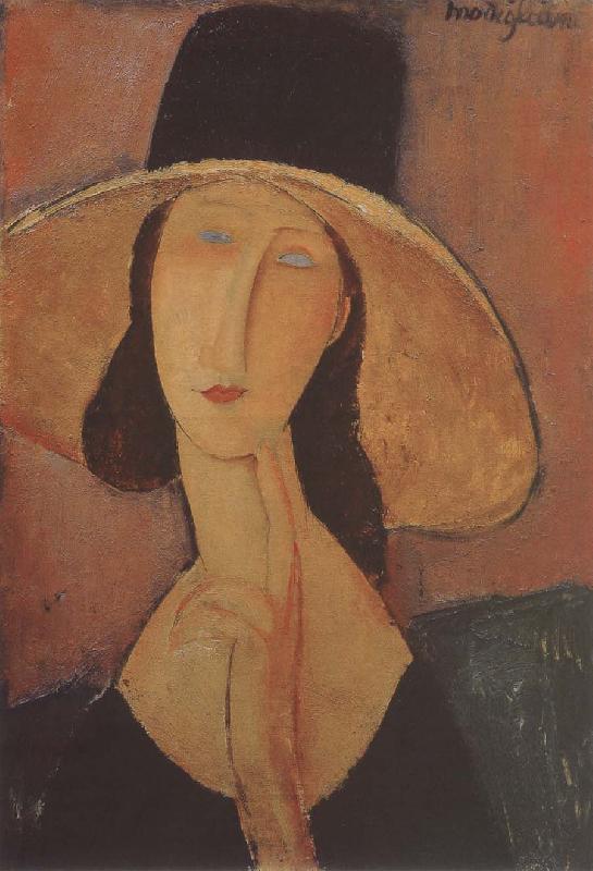 Amedeo Modigliani Portrait of Jeanne hebuterne iwth large hat oil painting picture